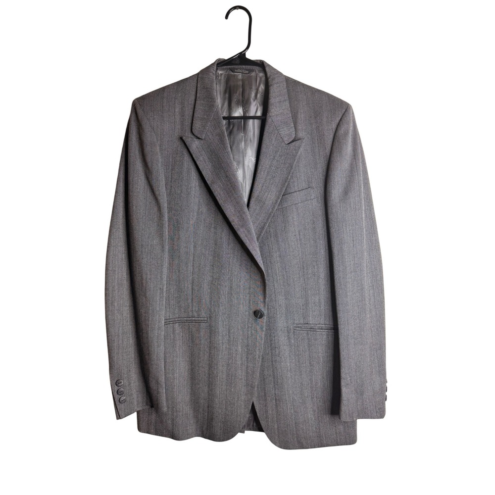 Vintage Le Baron Academy Award 42L XL Gray Blazer Jacket Herringbone